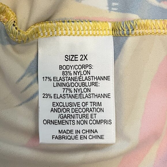 NWT Yellow Tropical Leaf Print Tankini Top - Picture 8 of 11